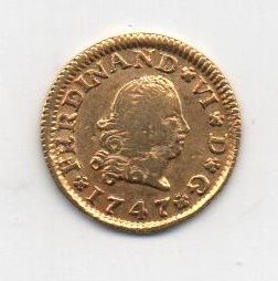 ESPAÑA FERNANDO VI DEL AÑO 1747 DE 1/2 ESCUDO
